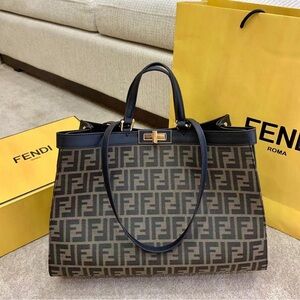 Fendi Black and Brown Tote Bag